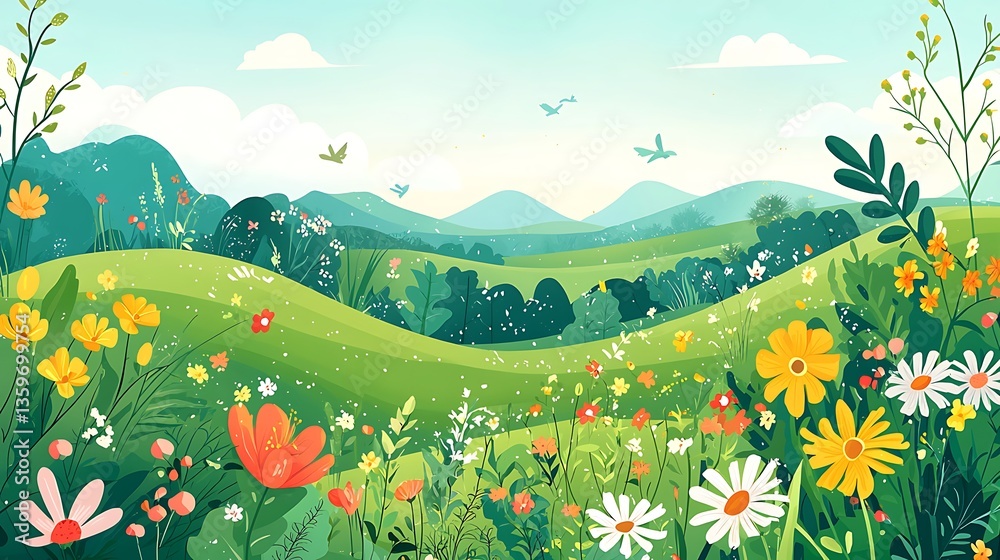 Fototapeta premium Springtime Meadow Landscape