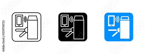 Turnstile icon. Secure access vector illustration. Electronic gate and NFC verification symbol. Smart entrance and identification sign for restricted entry and security control systems.
