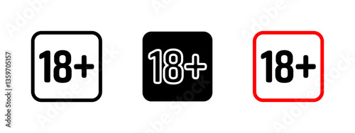 Age restriction icon. 18 plus sign vector illustration. Symbol indicating content limitations for mature audiences. Regulatory warning for adult-only access, legal compliance and safety measures.