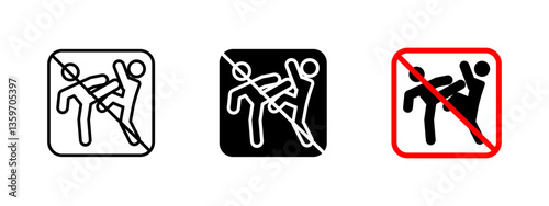 No fighting icon. Prohibited physical conflict sign vector illustration. Warning symbol for safety and security enforcement in public or private areas.