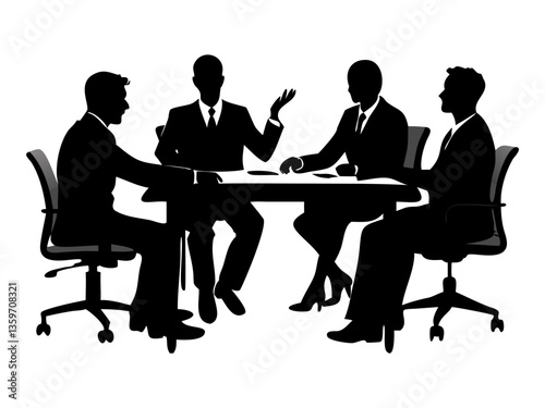 Group Of People Meeting Black Silhouette Collection Vector Design