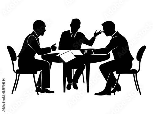 Group Of People Meeting Black Silhouette Collection Vector Design