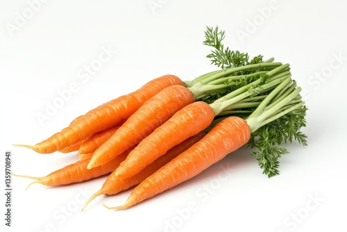 A fresh bunch of vibrant carrots with their leafy green tops