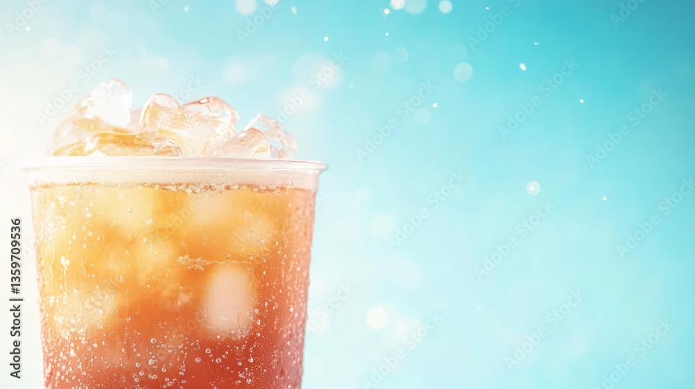 Glass of iced coffee with ice cubes, perfect for hot summer days Glass of iced coffee with ice cubes, perfect for hot summer days