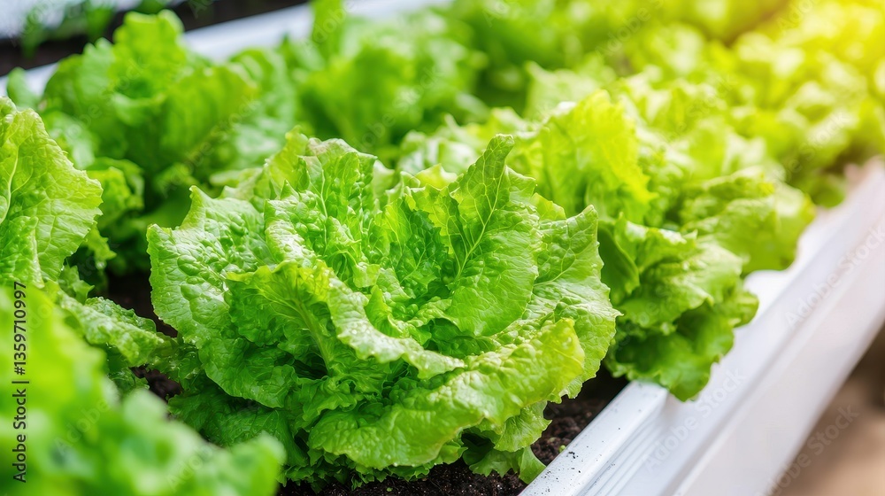 Fresh, vibrant lettuce growing in a well-maintained garden, showcasing lush green leaves in a healthy, organic environment. Fresh, vibrant lettuce growing in a well-maintained garden, showcasing lush green leaves in a healthy, organic environment.