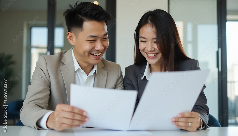Two Professionals Reviewing Documents Together Two Professionals Reviewing Documents Together