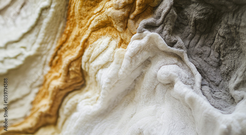Close de formação rochosa natural com texturas únicas e cores terrosas. photo