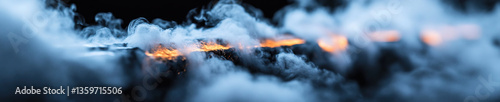 Obraz na płótnie Embers and Smoke: Low-Visibility Close-Up w salonie
