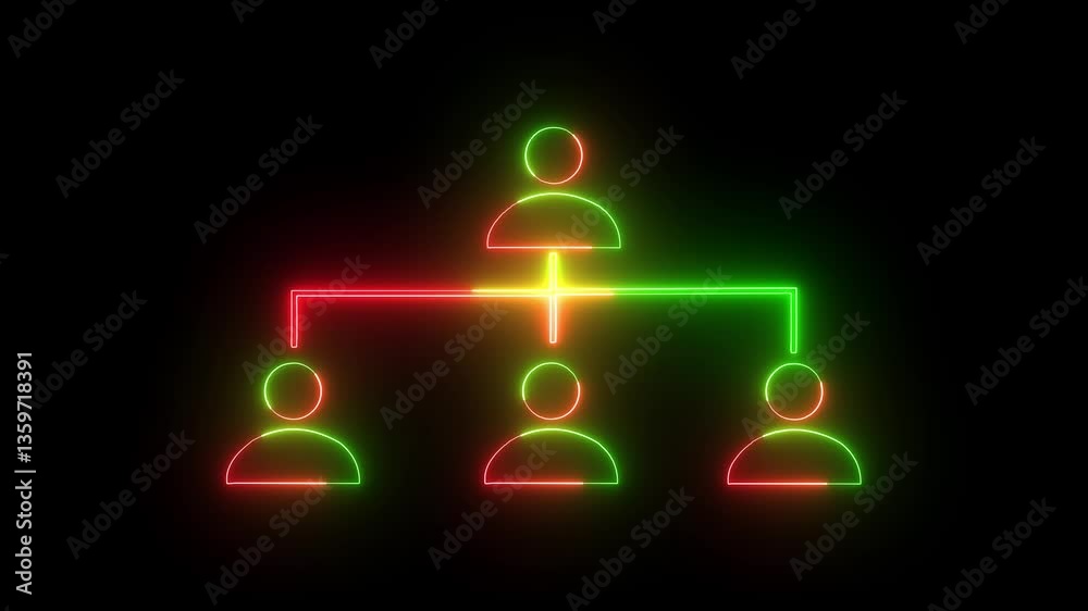 
Red green color Neon glowing family 5 man icon motion graphics video. on man and person. on black background..
