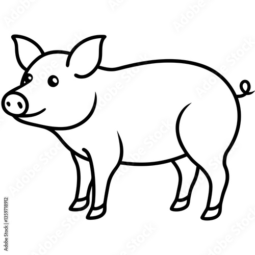 A cute and detailed pig animal vector design for your creative digital projects.