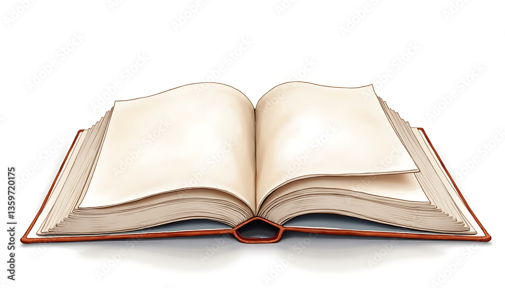 Open book with blank pages on white background Open book with blank pages on white background