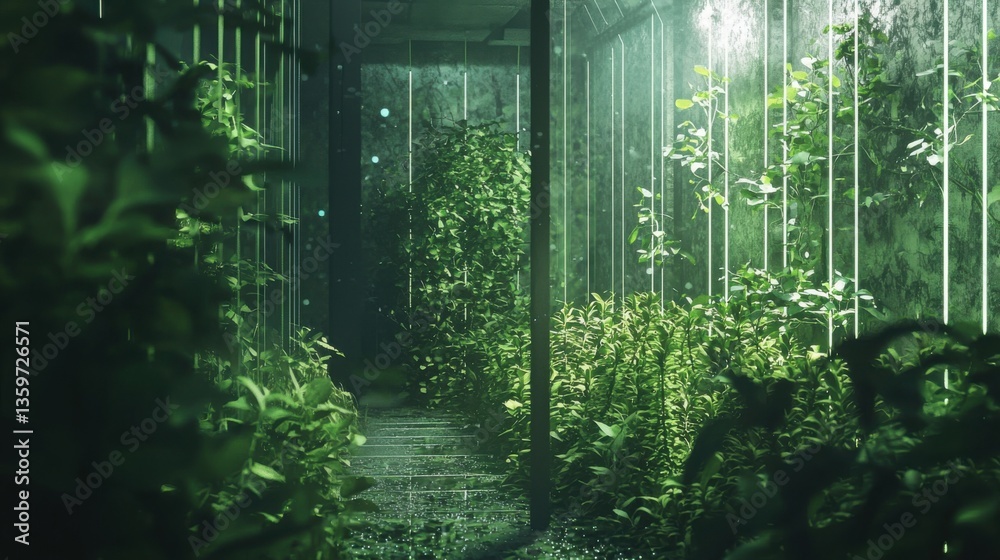 Fototapeta premium Lush Green Plant Life in a Vibrant Indoor Garden Environment