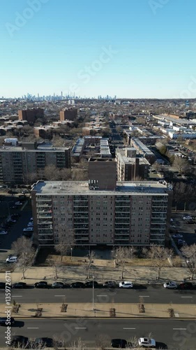 Aerial view over Brooklyn featuring Belt Parkway, Shirley Chisholm State Park, Spring Creek Beach, Pennsylvania Ave, Flatlands Ave, and Howard Beach.