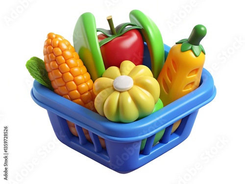 vegetable basket pretend, play, food, kitchen, plastic