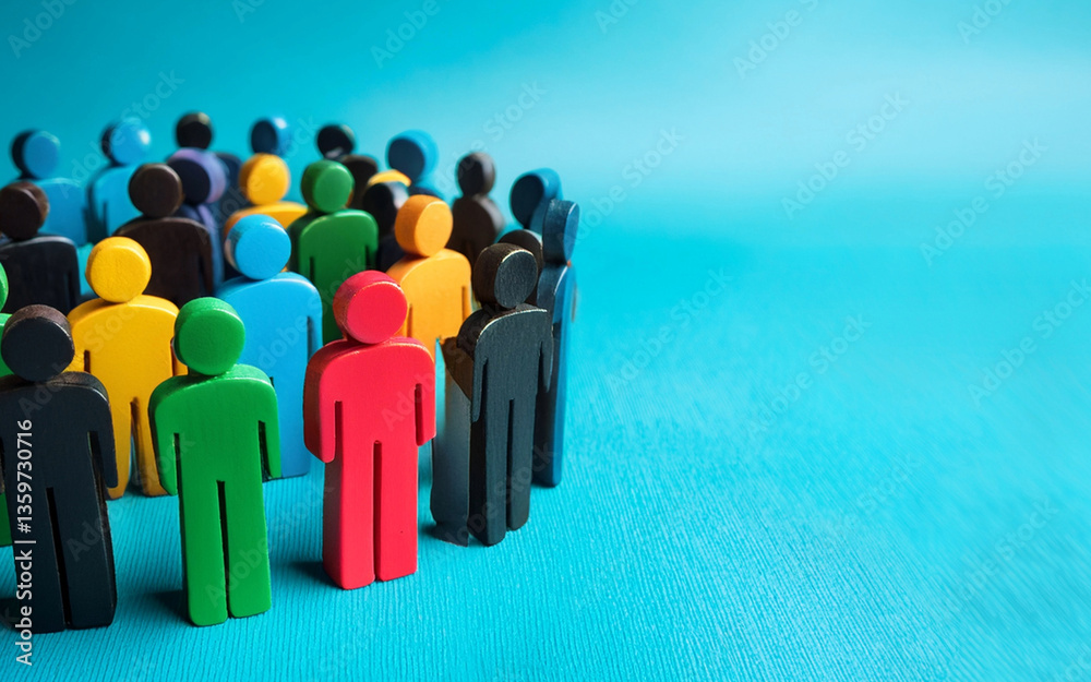 Obraz premium grupo de individuos con figurines de plastico con espacio negativo para escribir