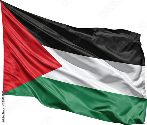 waving flag of palestine on transparent background