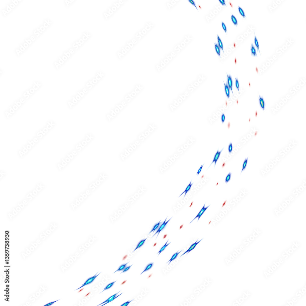 Naklejka premium Curved Trail of Moving Geometric Shapes, PNG