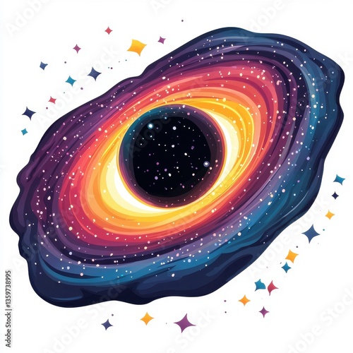 Vibrant Cosmic Spiral with Colors of the Universe and Radiant Stars in Deep Space Background