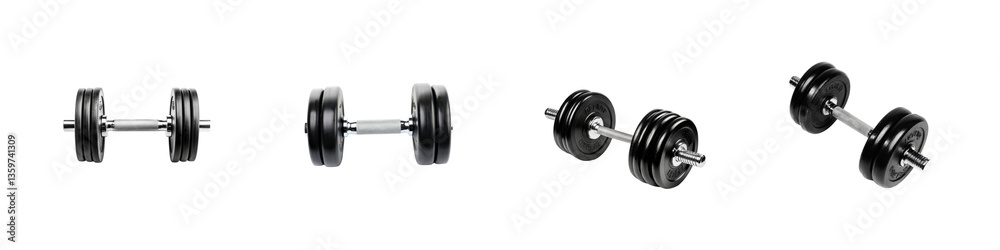 Various Sizes of Black and Silver Dumbbells for Strength Training Various Sizes of Black and Silver Dumbbells for Strength Training