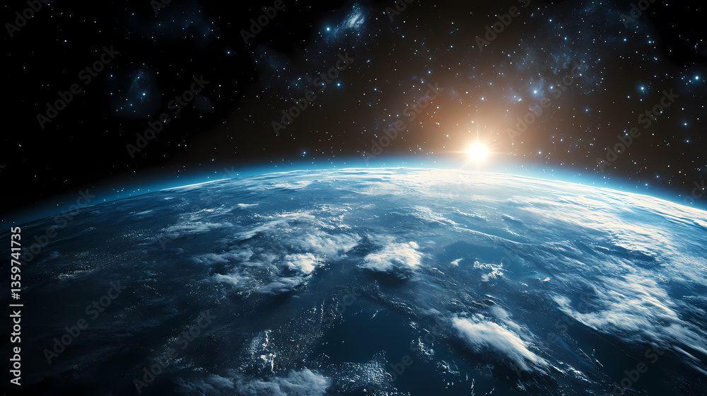 Obraz premium Earth from Space with Stars