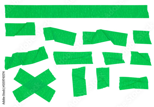A set of green tape elements