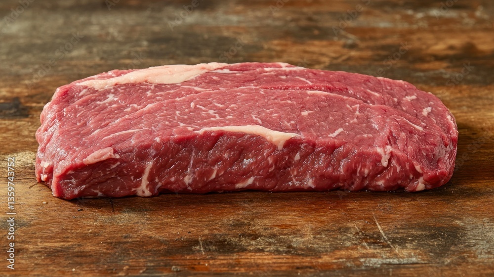 Raw Beef Steak on Wooden Cutting Board Raw Beef Steak on Wooden Cutting Board
