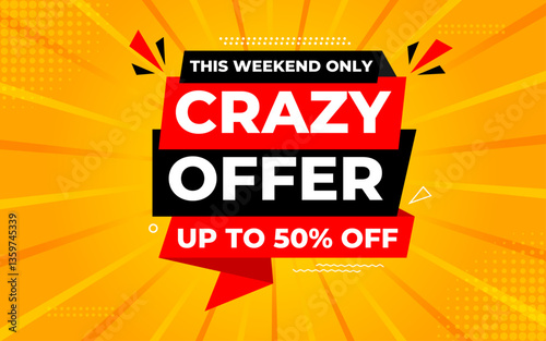 Crazy Offer Sale Background. Sale banner design template. Vector illustration. Market promotion banner and crazy discount announcement background vector illustration.