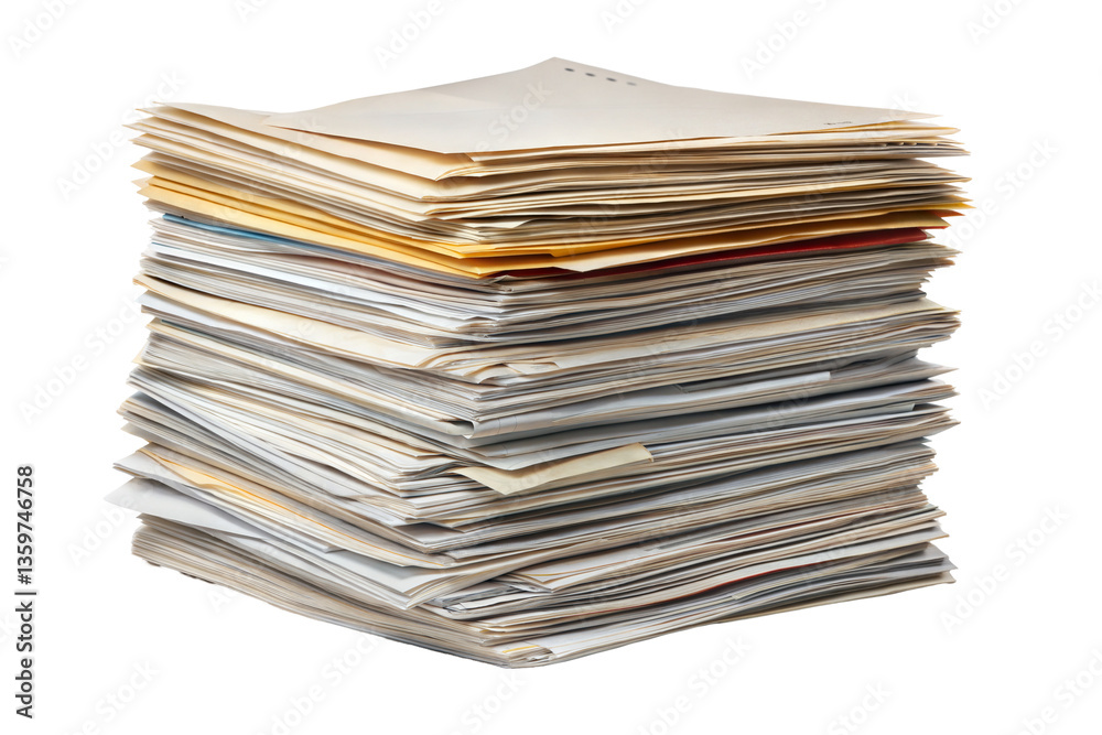 Stack of business documents isolated on transparent background. Png Stack of business documents isolated on transparent background. Png