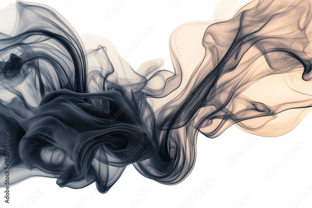 Abstract Swirl of Thick Black Ink Isolated on White Background Abstract Swirl of Thick Black Ink Isolated on White Background