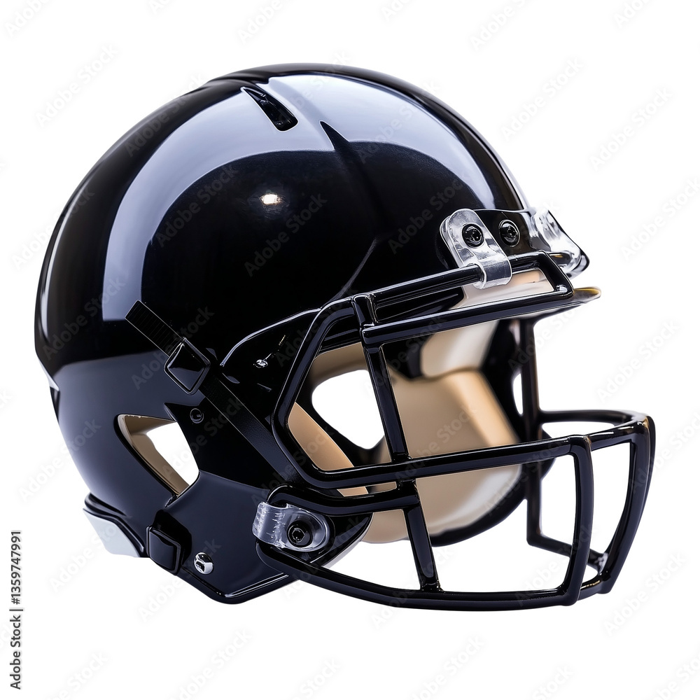 Fototapeta premium black american football sports helmet isolated on transparent white background