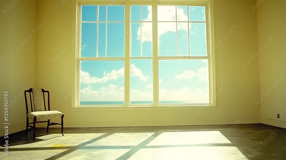 Fototapeta premium Serene Coastal View from a Sunlit Room
