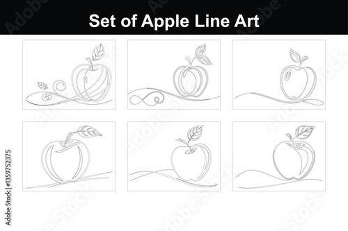 Minimalist Apple Outline Vector Drawing