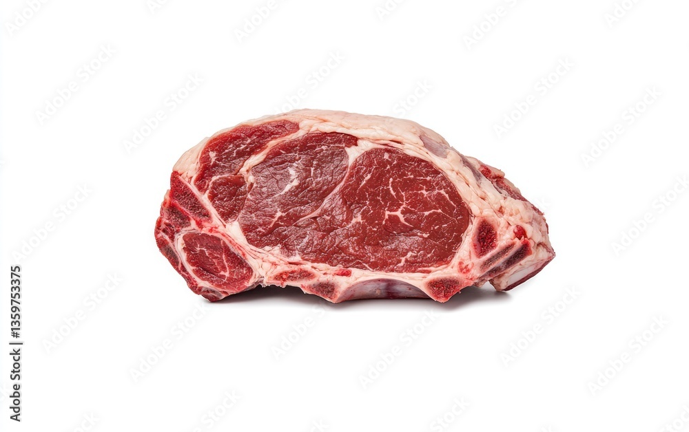 Raw beef steak on white background. Close-up view of a red meat cut, ready for cooking. High-quality image perfect for culinary websites or recipe books Raw beef steak on white background. Close-up view of a red meat cut, ready for cooking. High-quality image perfect for culinary websites or recipe books