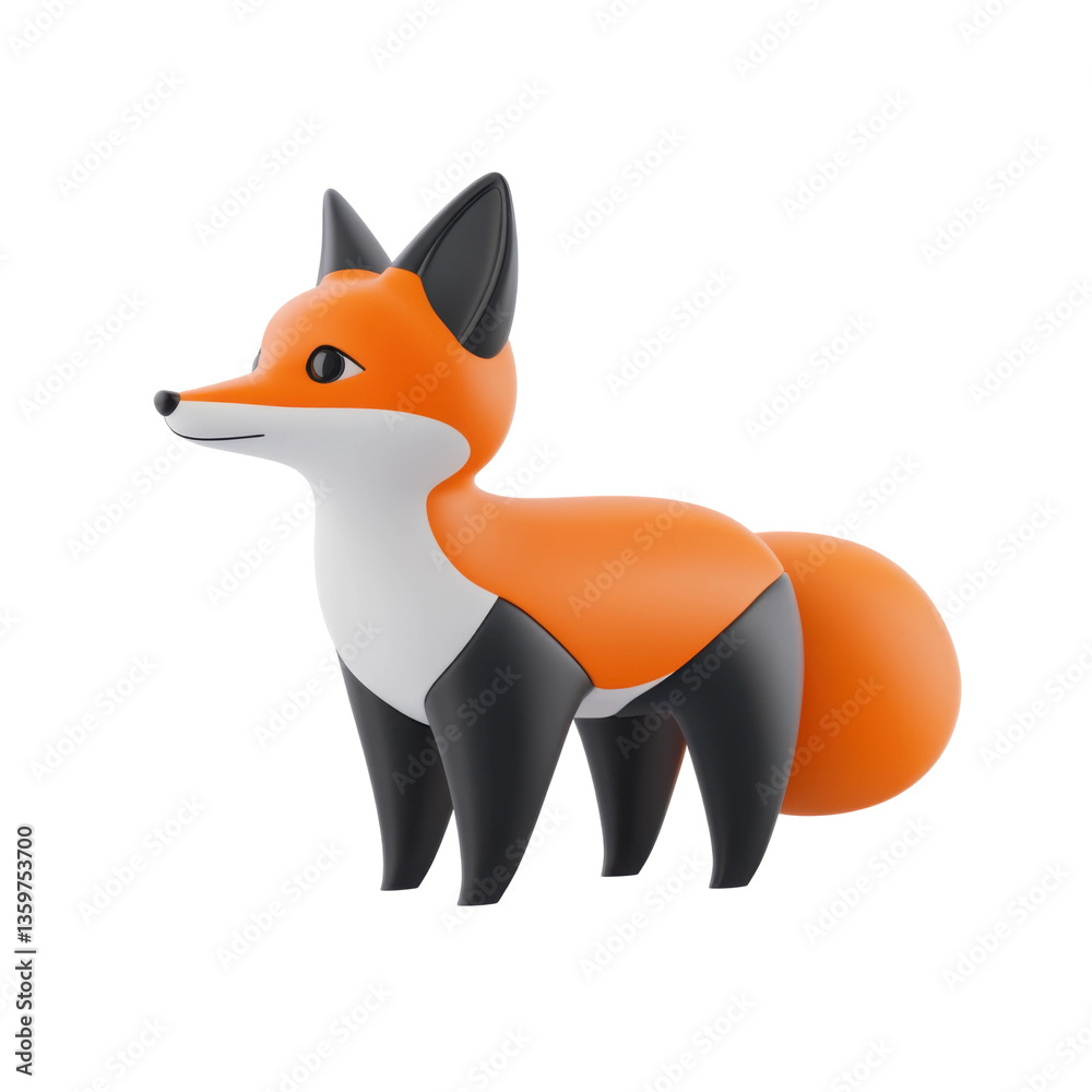Fototapeta premium Digital illustration of a playful fox figurine in creative space