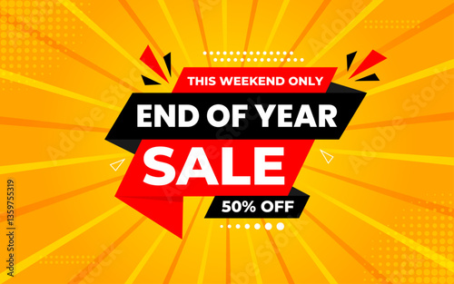 End of Year sale offer banner template. stock clearance background. end of year banner template design for web or social media, Sale special offer. abstract vector design.