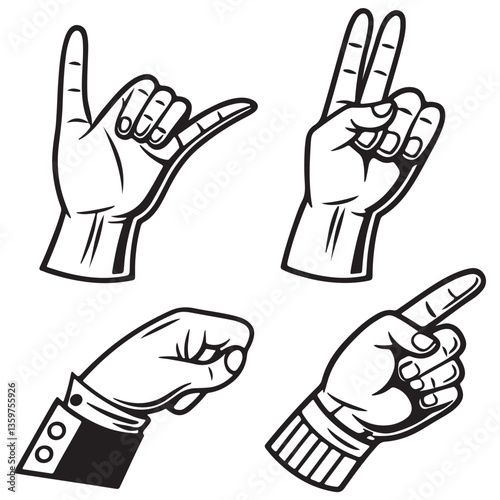 silhouette vector collection set of hand gestures