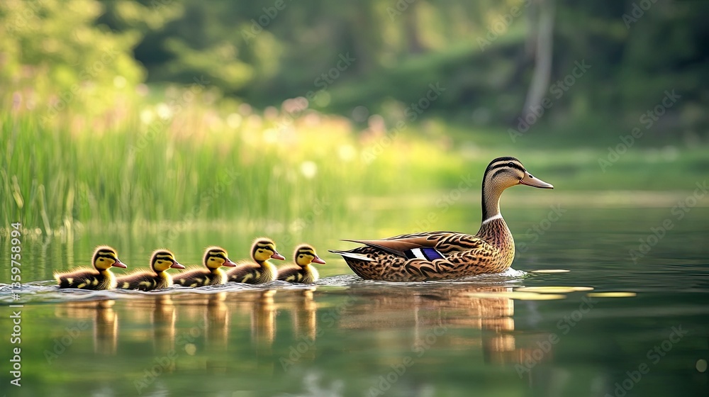 Fototapeta premium Celebrating world water day clean water for wildlife at a tranquil lake