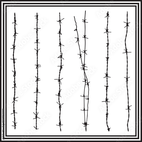 Vector Illustration of Multiple Barbed Wire Fences