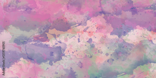 Abstract translucent multicolored watercolor background. Watercolor background. 3D illustration, 3D rendering. Colorful gradient ink colors wet effect hand drawn canvas background .>
