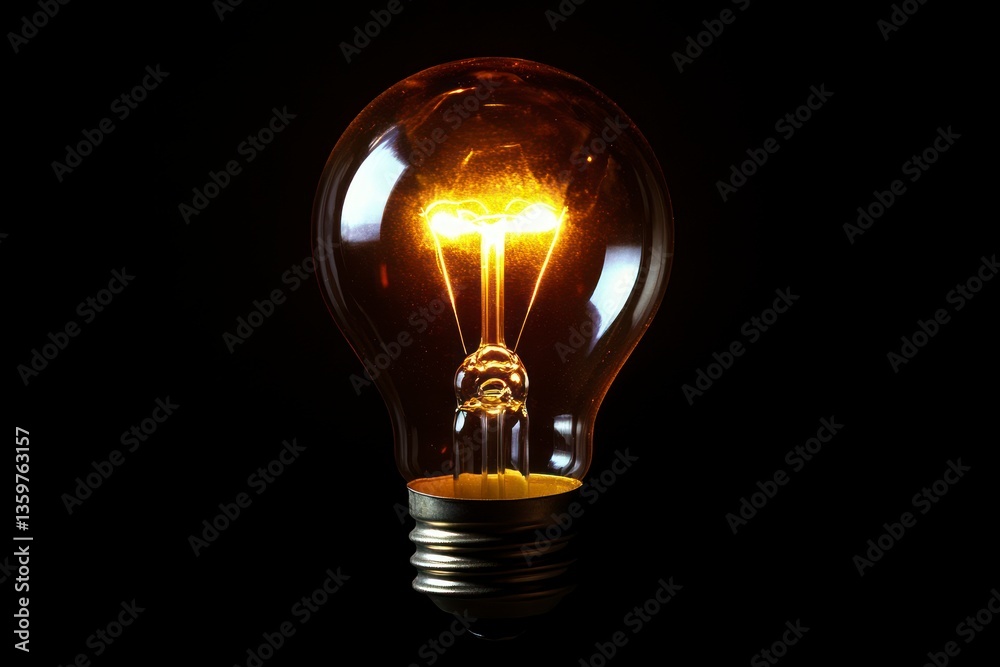 Illuminated Light Bulb on Black Background Idea Generation Concept Illuminated Light Bulb on Black Background Idea Generation Concept