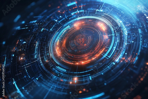 Wallpaper Mural Abstract technology background with glowing circular interface. Torontodigital.ca