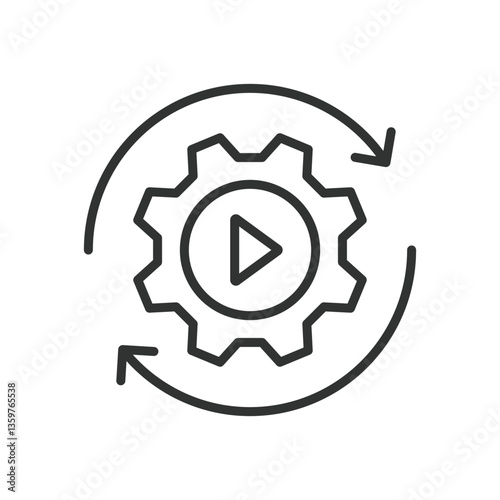 Automation, icon in line design. Automation, robotic process, AI, workflow, efficiency, smart system, industry 4.0 on white background vector. Automation, icon in line design, editable stroke icon