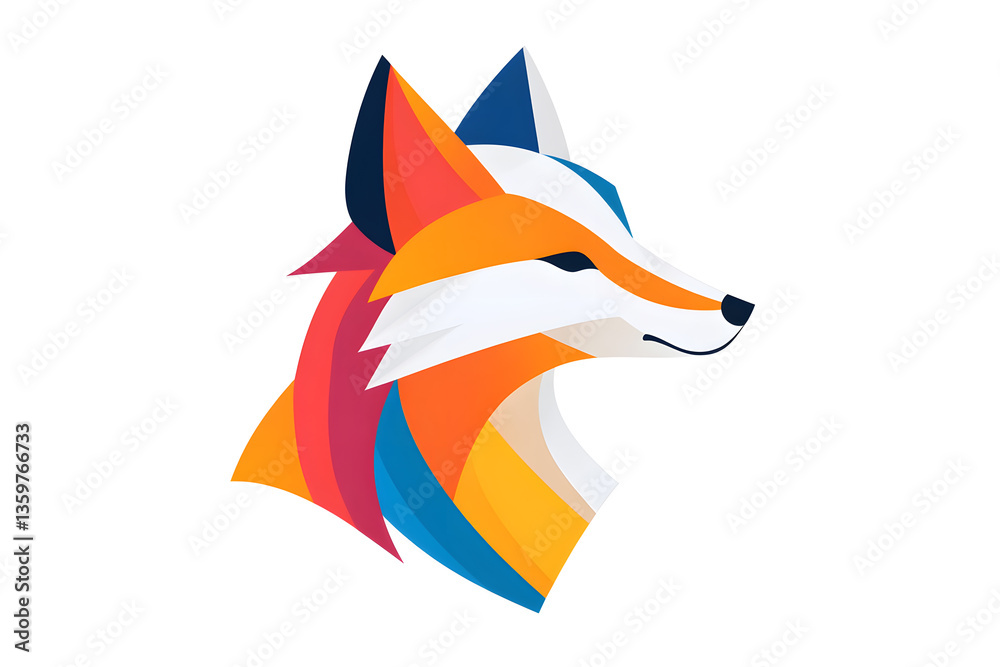 Fototapeta premium Abstract Low polygon geometric red fox face design isolated on white background