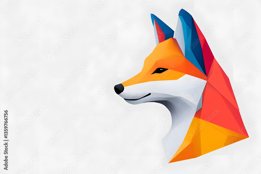 Naklejka premium Abstract Low polygon geometric red fox face design isolated on white background