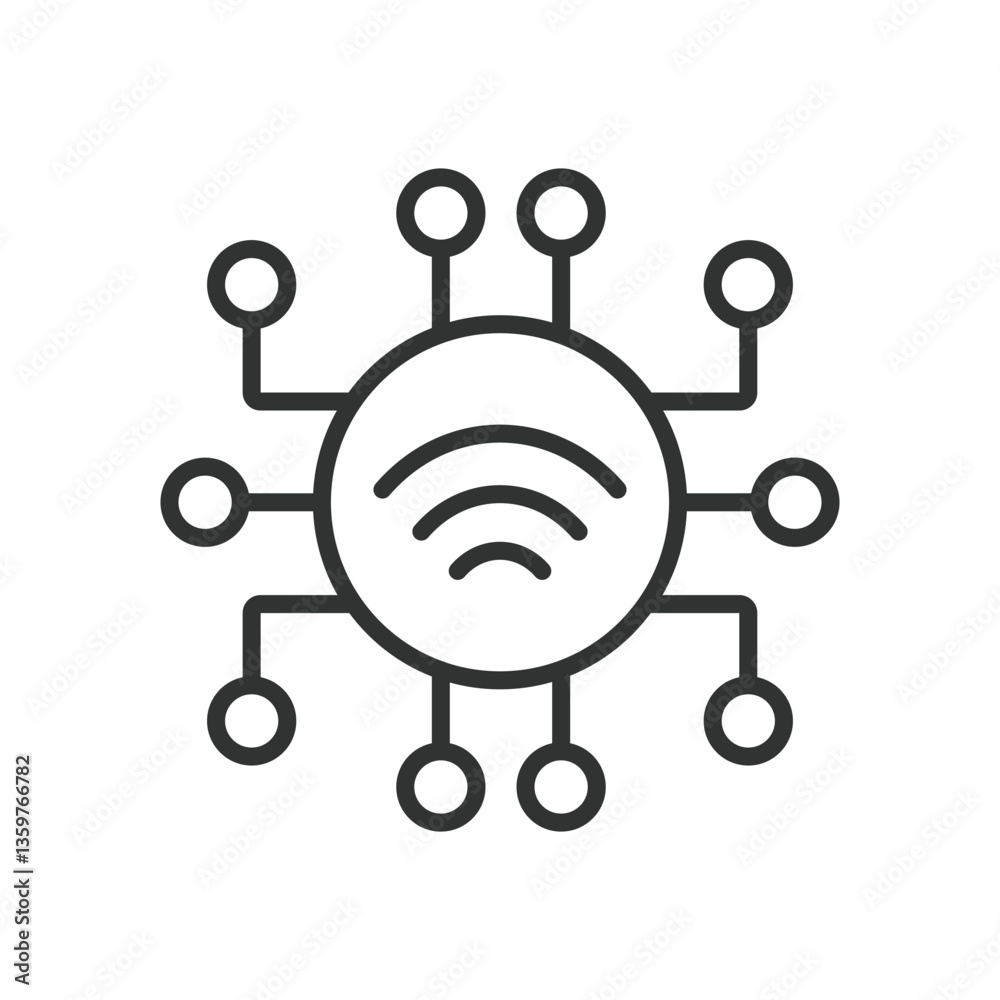 IoT sensor, icon in line design. IoT sensors, internet of things sensors, smart sensor, wireless sensors on white background vector. IoT sensors, icon in line design, editable stroke icon
