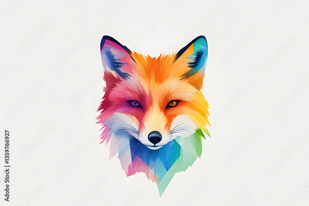Fototapeta premium Abstract Low polygon geometric red fox face design isolated on white background