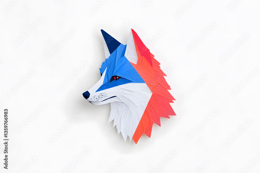 Fototapeta premium Abstract Low polygon geometric red fox face design isolated on white background