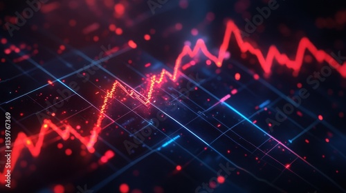 Wallpaper Mural A digital business report graph with a downward trend, analyzing quarterly losses in a presentation. Torontodigital.ca