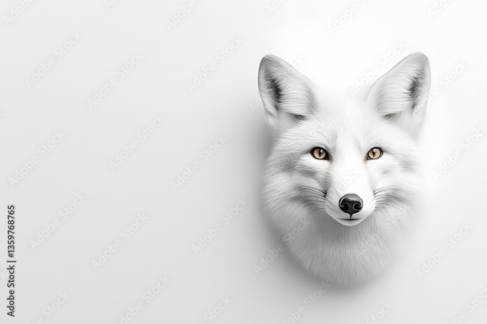 Fototapeta premium White fox head portrait, wildlife, close-up, isolated on white background