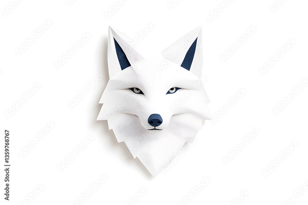 Fototapeta premium White fox head portrait, wildlife, close-up, isolated on white background